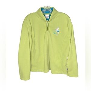 Vintage Y2K Disney Store Exclusive Tinkerbell Fleece 1/4 Zip Pullover Lime Green